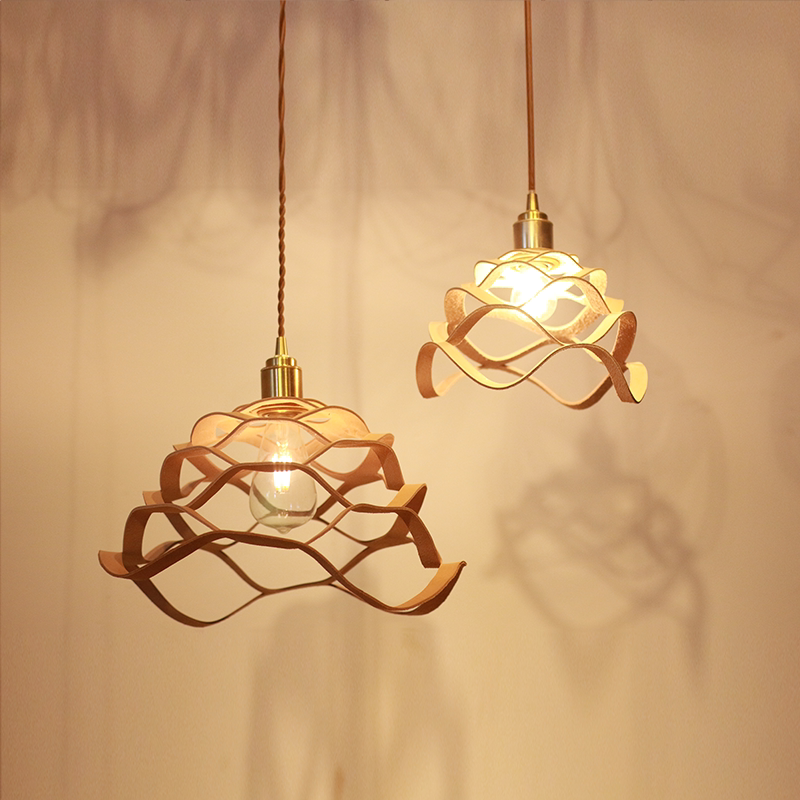 卧室vintage拉花镂空牛皮复古床头柜民宿咖啡餐桌吊灯