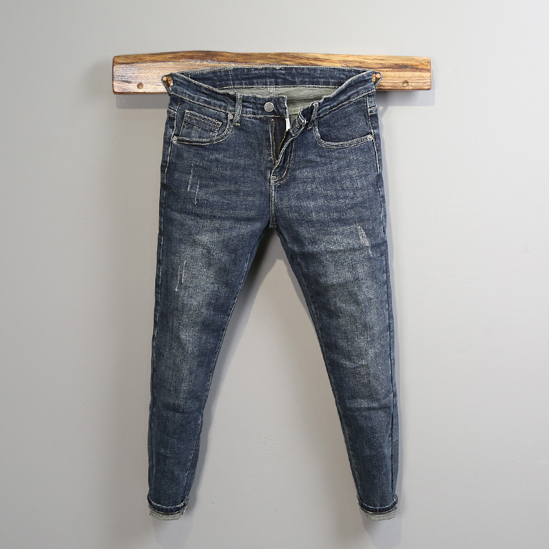 男士牛仔裤潮牌春秋季款百搭2021年新款修身小脚韩版潮流九分裤子