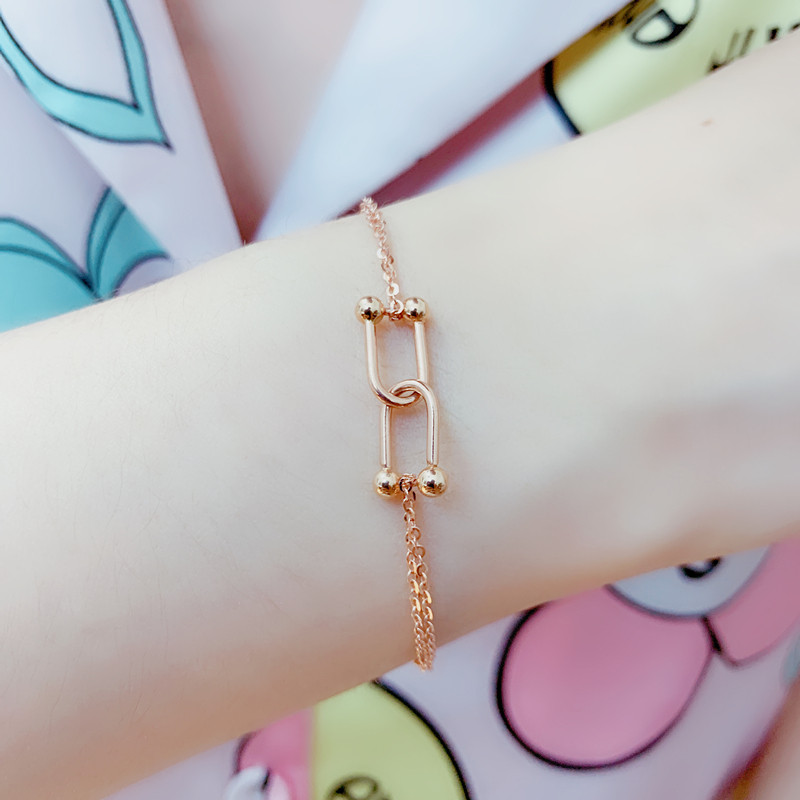 14k彩金金彩金玫瑰手链女款诗芙洛环环相扣紫金au585手饰