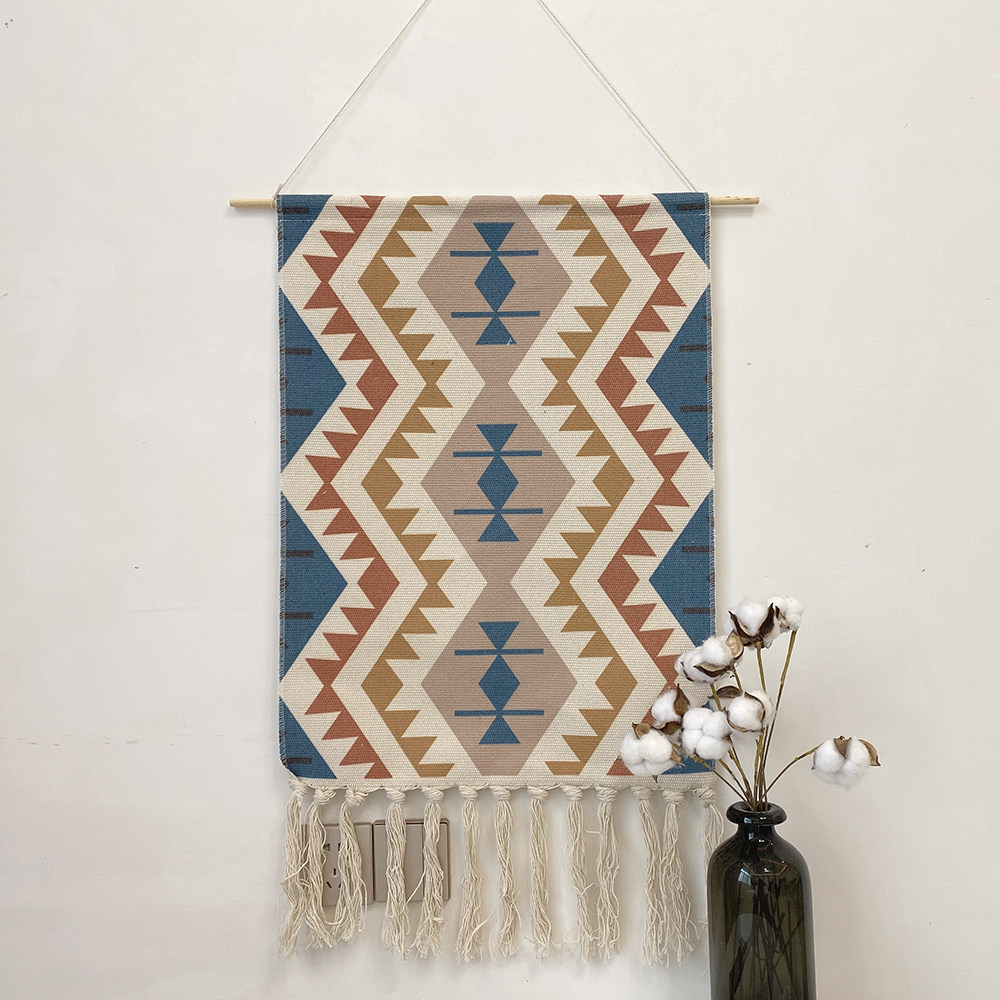 墙面装饰品棉麻壁饰挂毯卧室床头挂饰手工编织壁饰