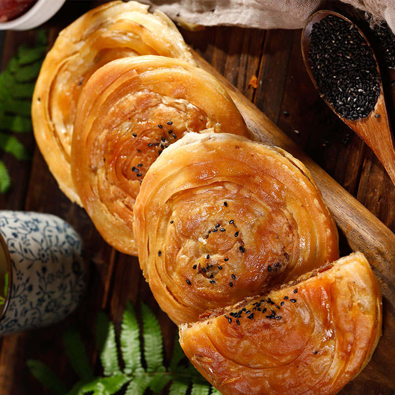 四川军屯锅盔成都手工特产肉锅馅饼加热即食传统中式糕点