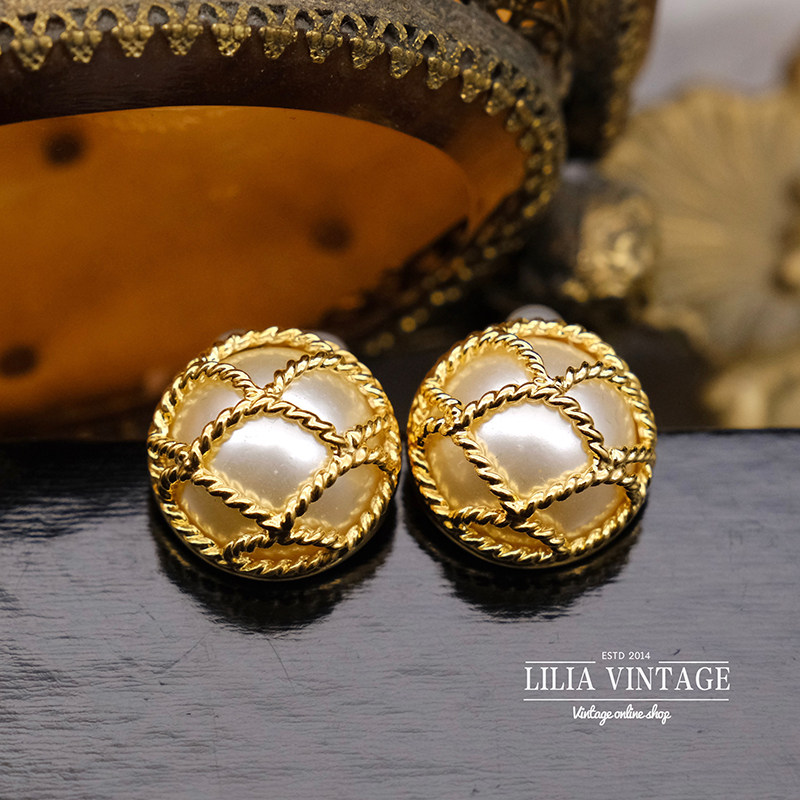 vintage古董首饰joanrivers琥珀玳瑁珐琅珍珠库存品耳钉耳环