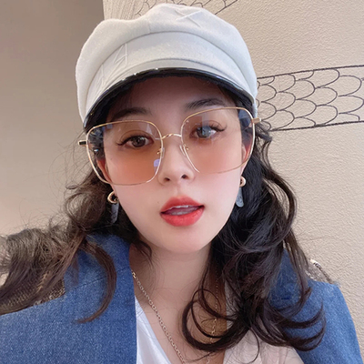 浅色墨镜方形钛合金大脸显瘦定制近视太阳镜reme太阳眼镜 原价189.