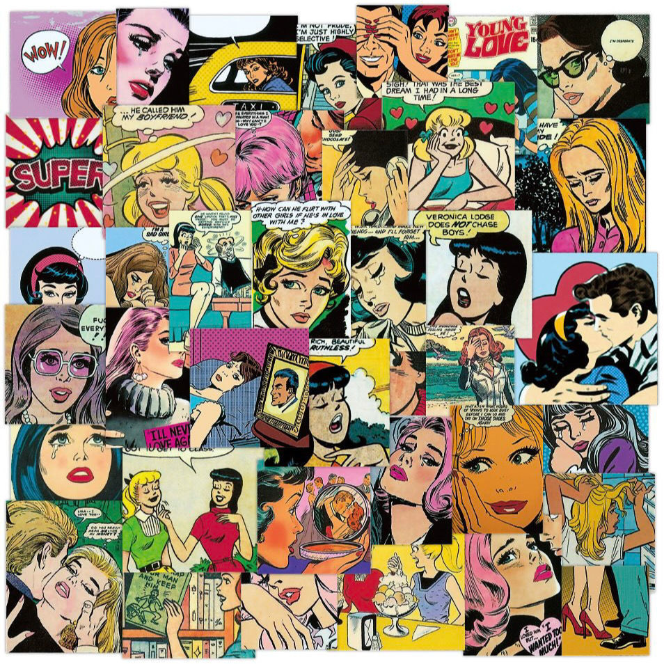 54张欧美复古波普贴纸行李箱ipad平板电脑手机机壳笔记本个性小贴纸