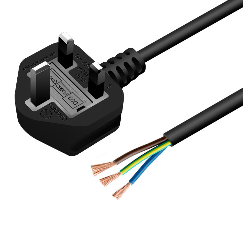 英标插头电源线纯铜bs认证07515平方英式三孔连接线