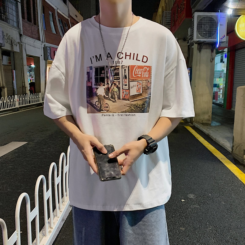 美式复古短袖T恤男ins潮牌潮流韩版宽松衣服夏季情侣半袖港风百搭