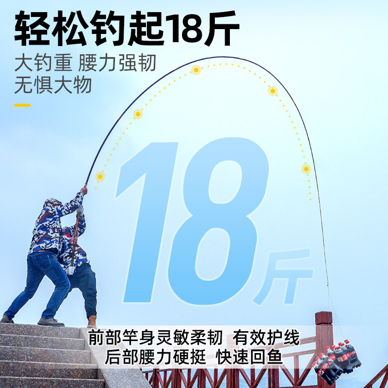 红狼渔具名牌钓鱼巨物轻量大物竿手硬鱼大超台钓竿