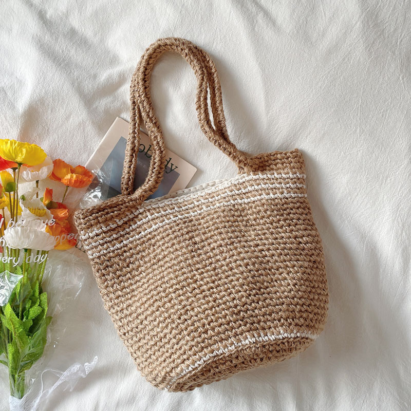 日韩单肩海边度假包度假森系韩风麻绳手提包编织通用款女包