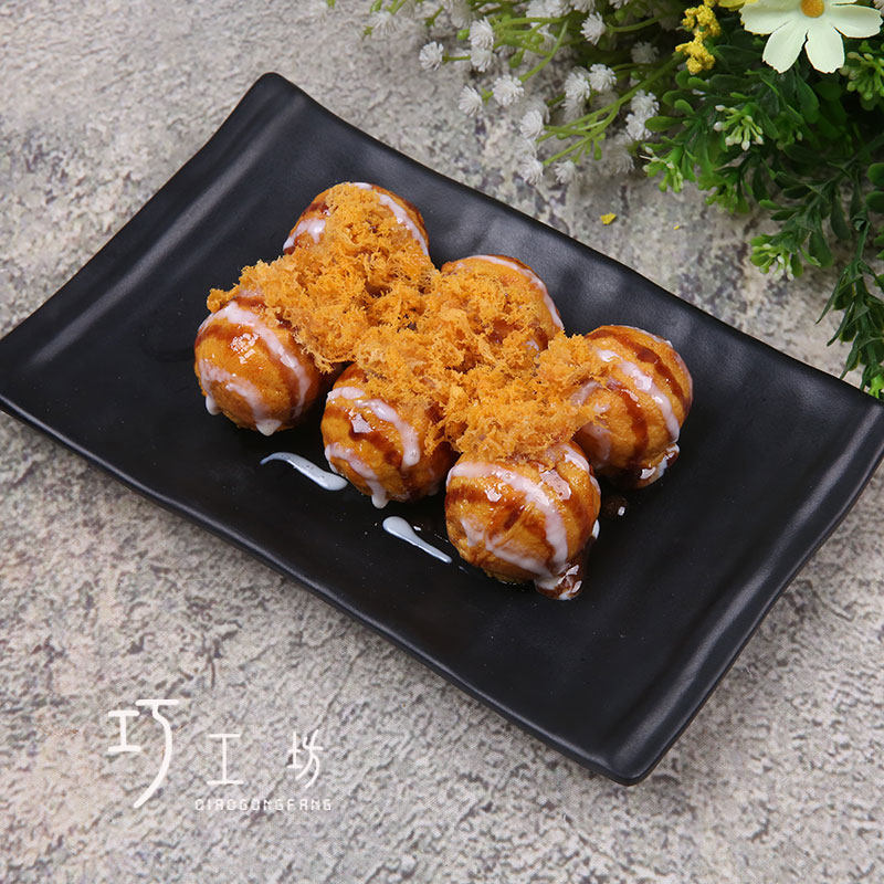 小吃模型现货新品仿真油炸肉松章鱼小丸子食品仿真水果