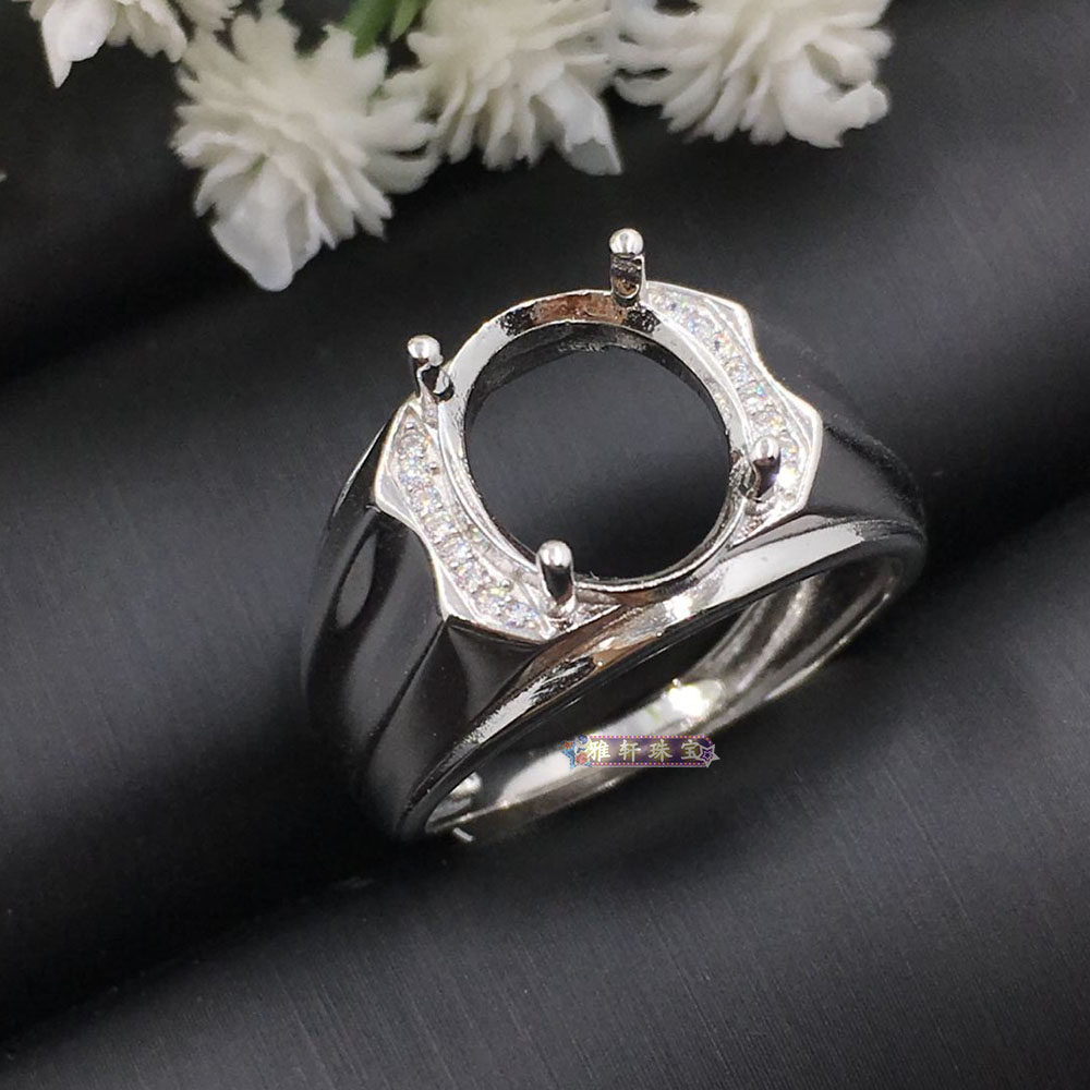 戒指定制加工配件银托椭圆空托开口托空银戒戒指