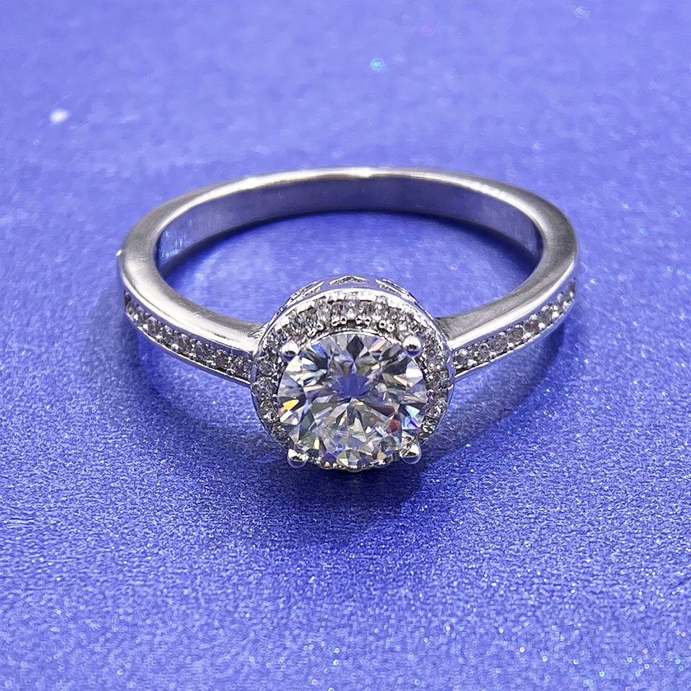 钻戒圆包莫桑戒指空托银戒女死口固定圈口920号戒指