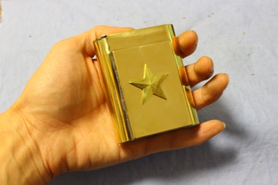 高档手工纯铜烟丝盒子卷烟带烟纸口五角星烟盒 原价150元 现价105元