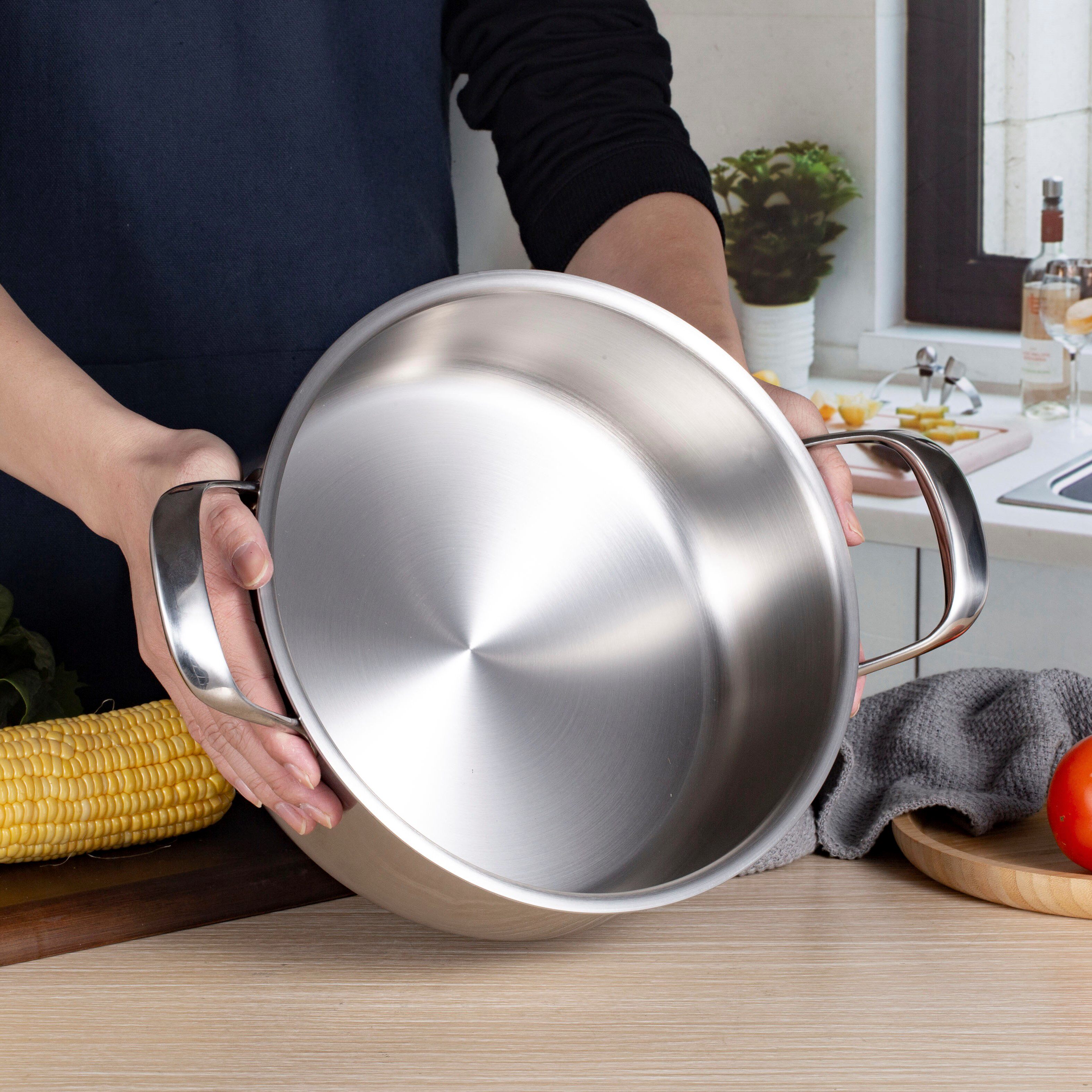 新到五层26cm汤锅不锈钢一体点焊边炉锅火锅厚重汤锅