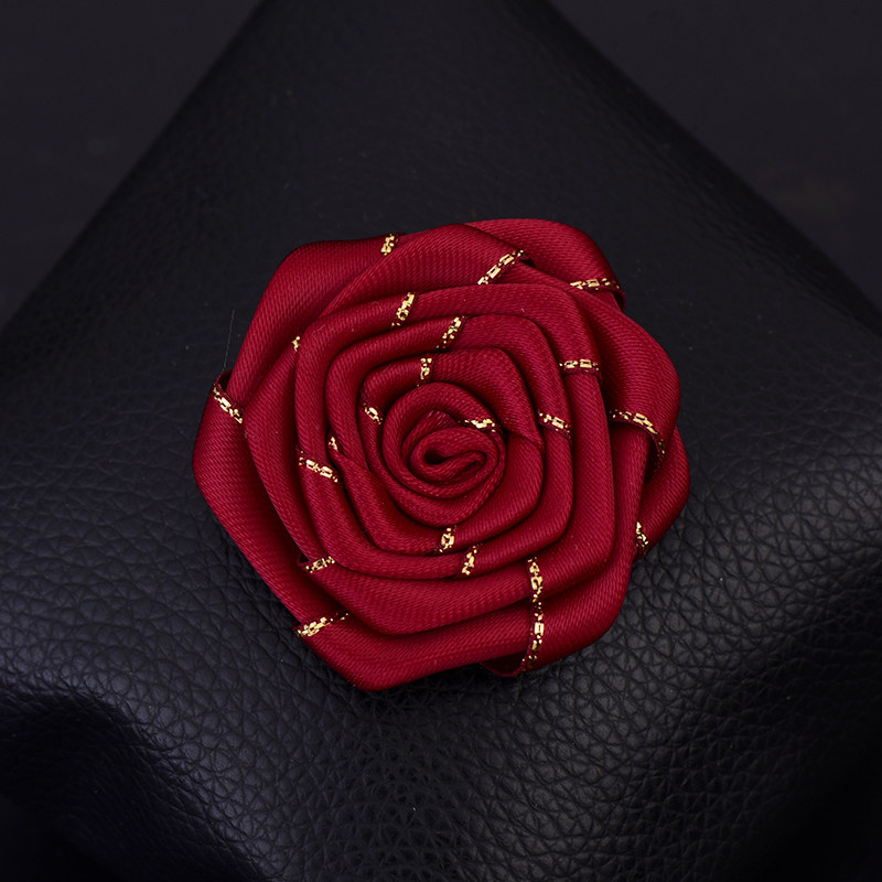红玫瑰胸花高档磁铁铁扣打孔西装领花布艺胸针胸针