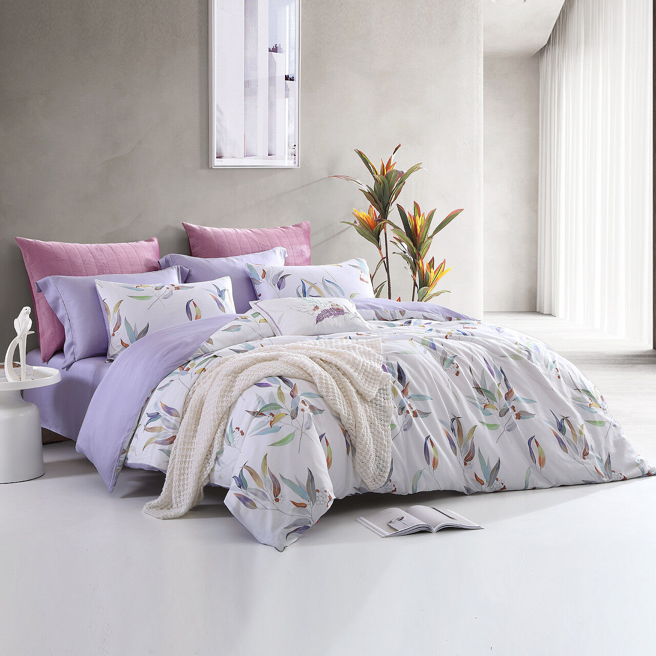 梦洁纯棉四件套件优雅花卉全棉三件件套家用床品套件