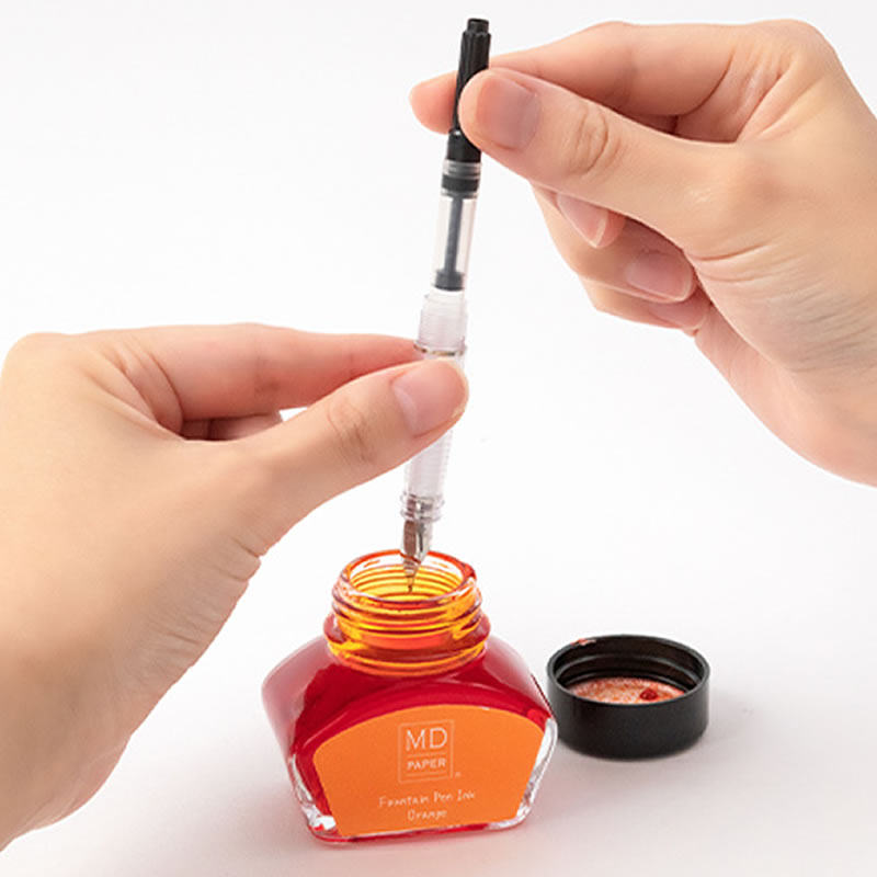 midorimd70周年特别透明钢笔瓶装墨水套装带吸文具套装