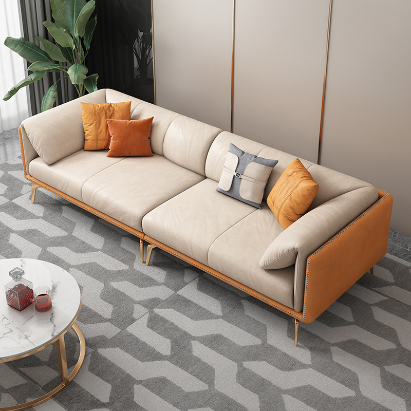 意式户型布艺沙发组合三人家用客厅简约小户轻奢布艺沙发