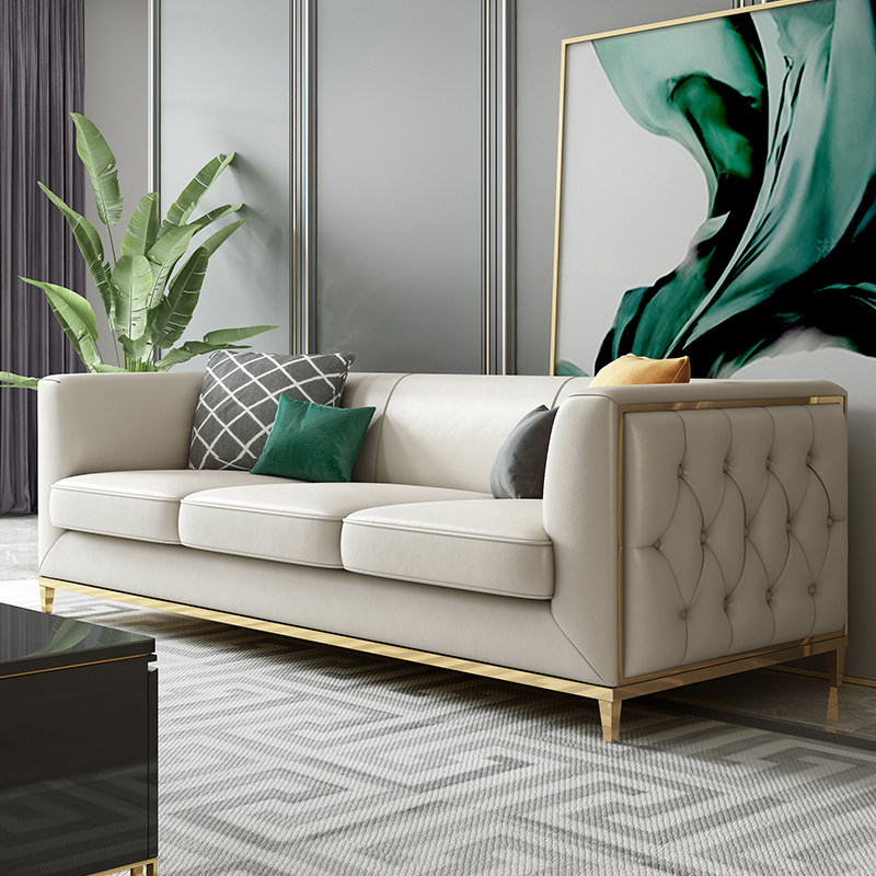 北欧简约轻奢风格沙发后现代组合美式客厅真皮皮艺沙发