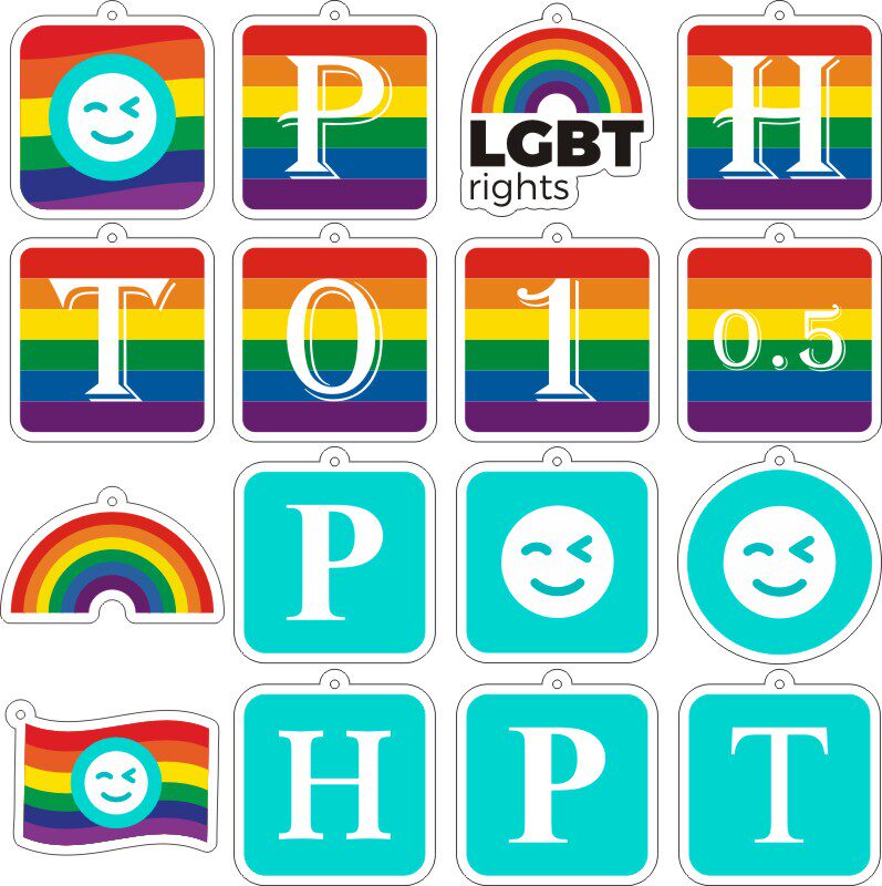 热拉rela挤眼钥匙扣笑脸les彩虹情侣挂件周边diy亚克力吊坠定做