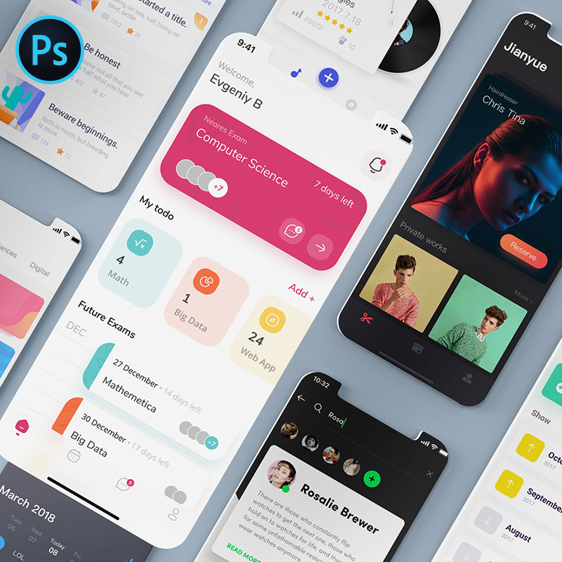 整套多组手机app界面ui面试作品集展示效果设计素材