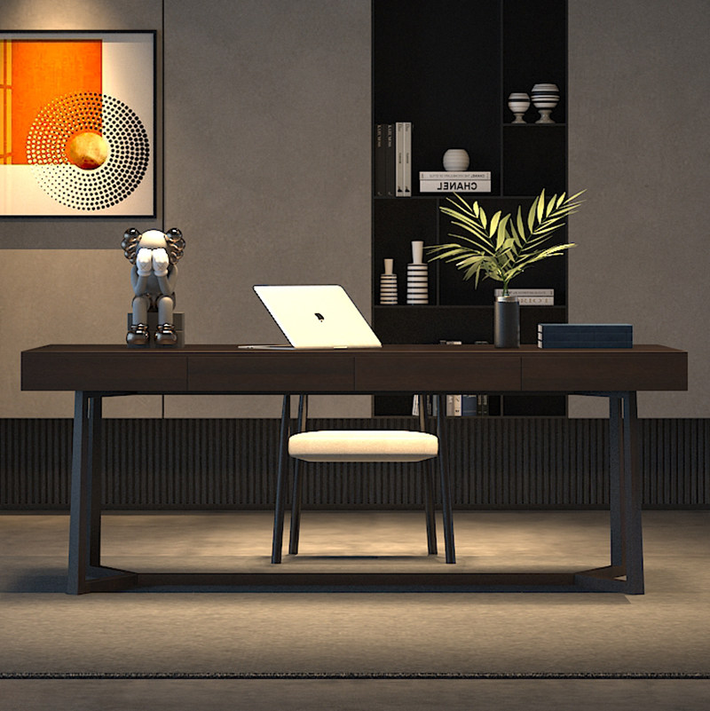 意式极简家用书桌电脑桌烟熏色简简约现代办公桌书桌