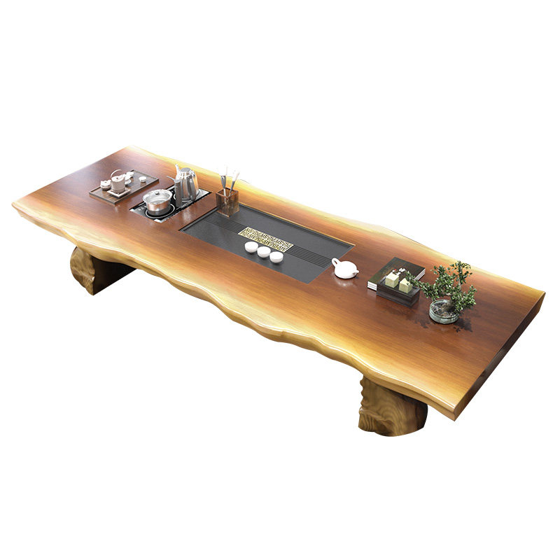 茶桌实木茶台功夫茶几组合新中式大板一体一体式茶几