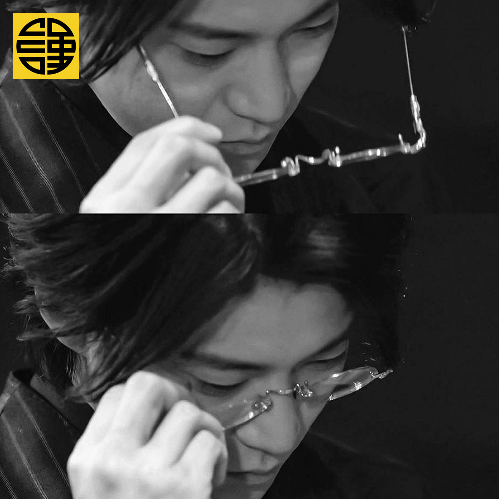 饰防蓝光眼镜架 无框眼镜 言堇无间双龙小栗旬同款 朋克痞风圆框装