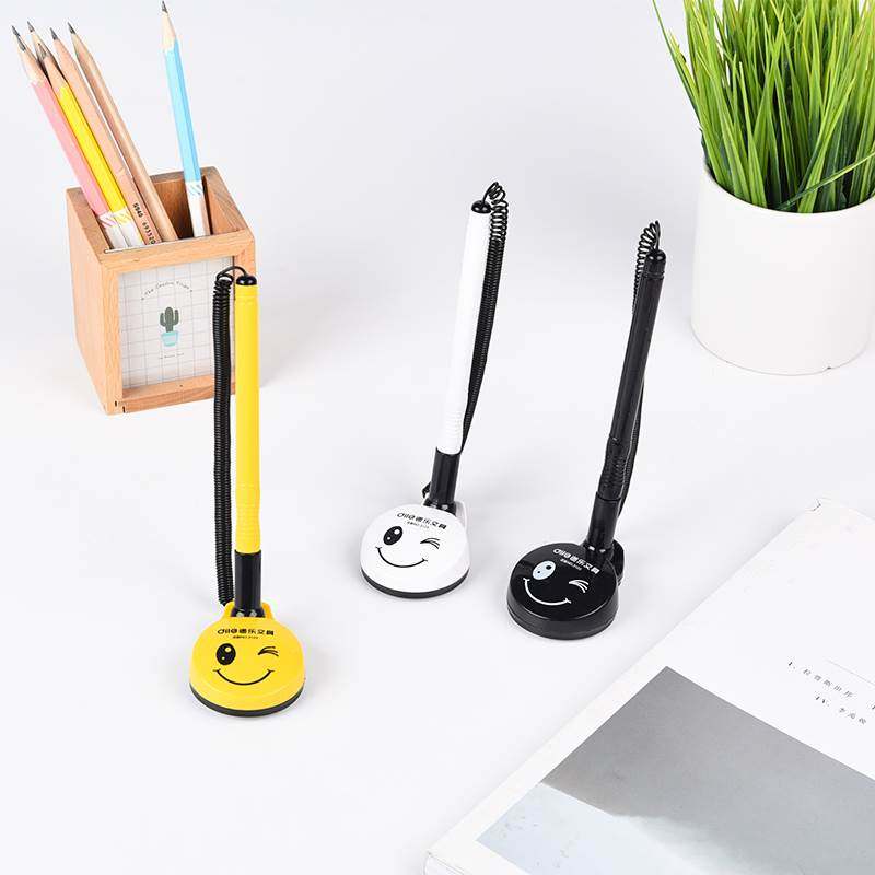 递乐台笔办公中性笔柜台桌面可粘贴固定带绳吧台笔银行前台碳素笔