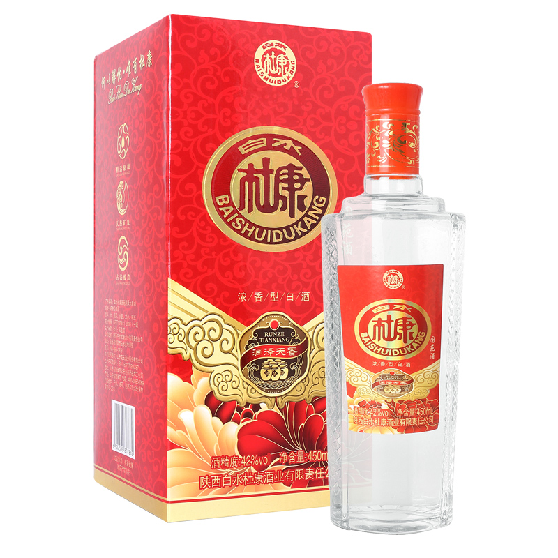 白酒白水杜康国苑润泽天香450ml6瓶整箱42度国产白酒