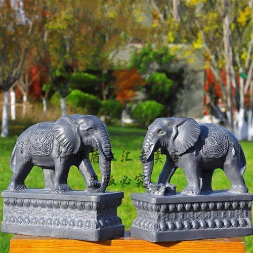石雕大象摆件青石石象一象一对青石头大门口装饰车用烟灰缸