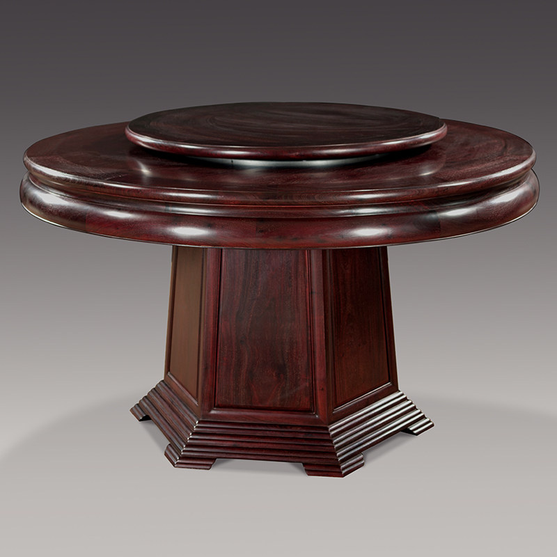 桌椅红木家具赞比亚血檀圆餐桌组合新中式中式明式实木餐桌