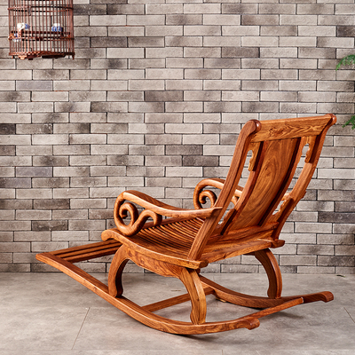 红木家具全刺猬紫檀明式摇椅中式实木逍遥椅阳台老人椅办公室躺椅