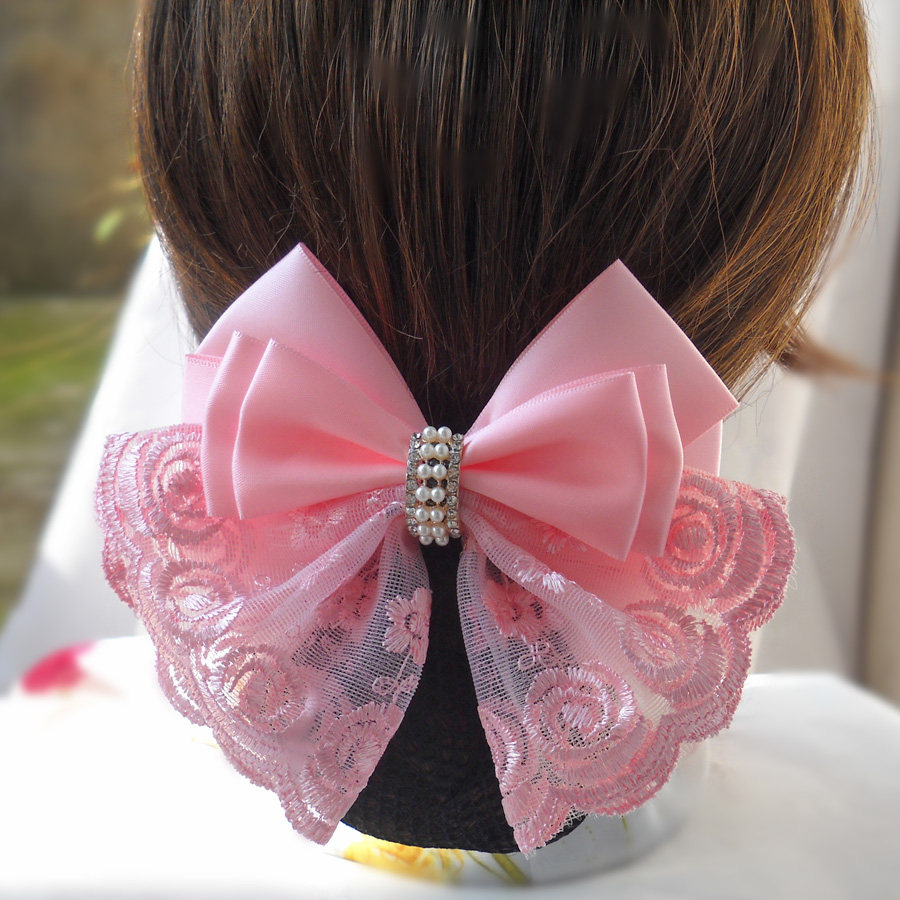 韩国发饰优雅蕾丝发夹银行工作细发网护士职业头花饰品带盘发网兜