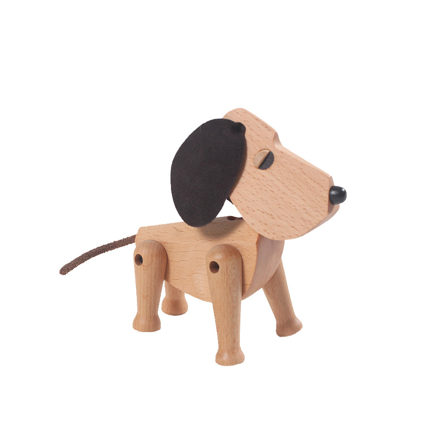 becomehome研舍北欧设计可动木偶小狗木质摆件壁挂摆件