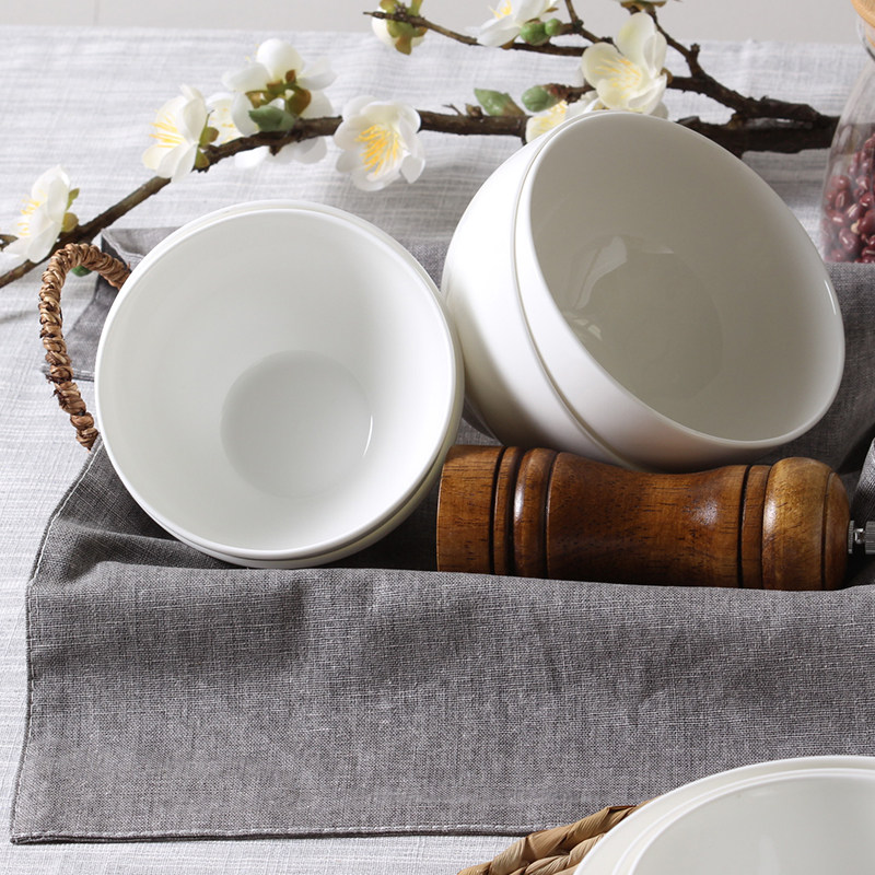 唐山纯白骨瓷家用陶瓷餐具套碗大碗英式碗汤碗面碗蒸碗米饭碗小碗