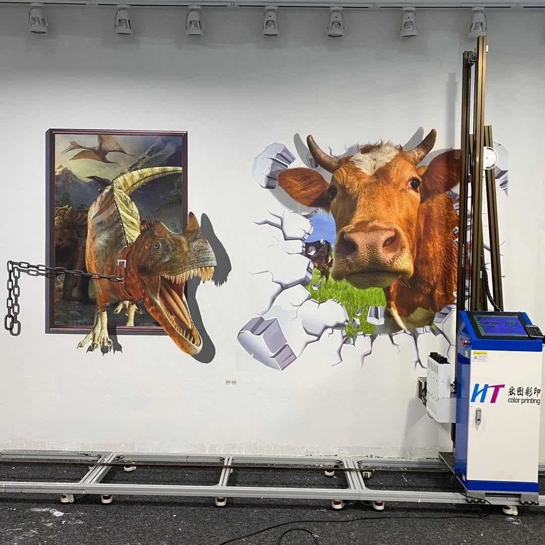 全自动3d立体智能墙体彩绘机喷绘室内户外围墙喷墨打印机