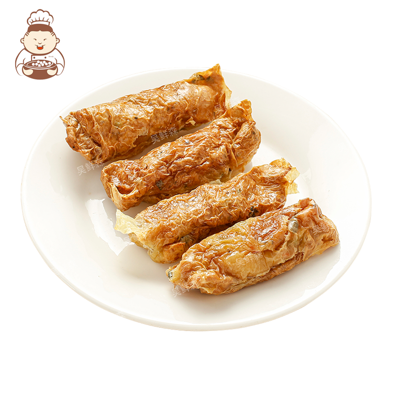 虾仁卷广式特色潮汕小吃点心大只鲜虾腐皮卷油炸点心特色菜春卷