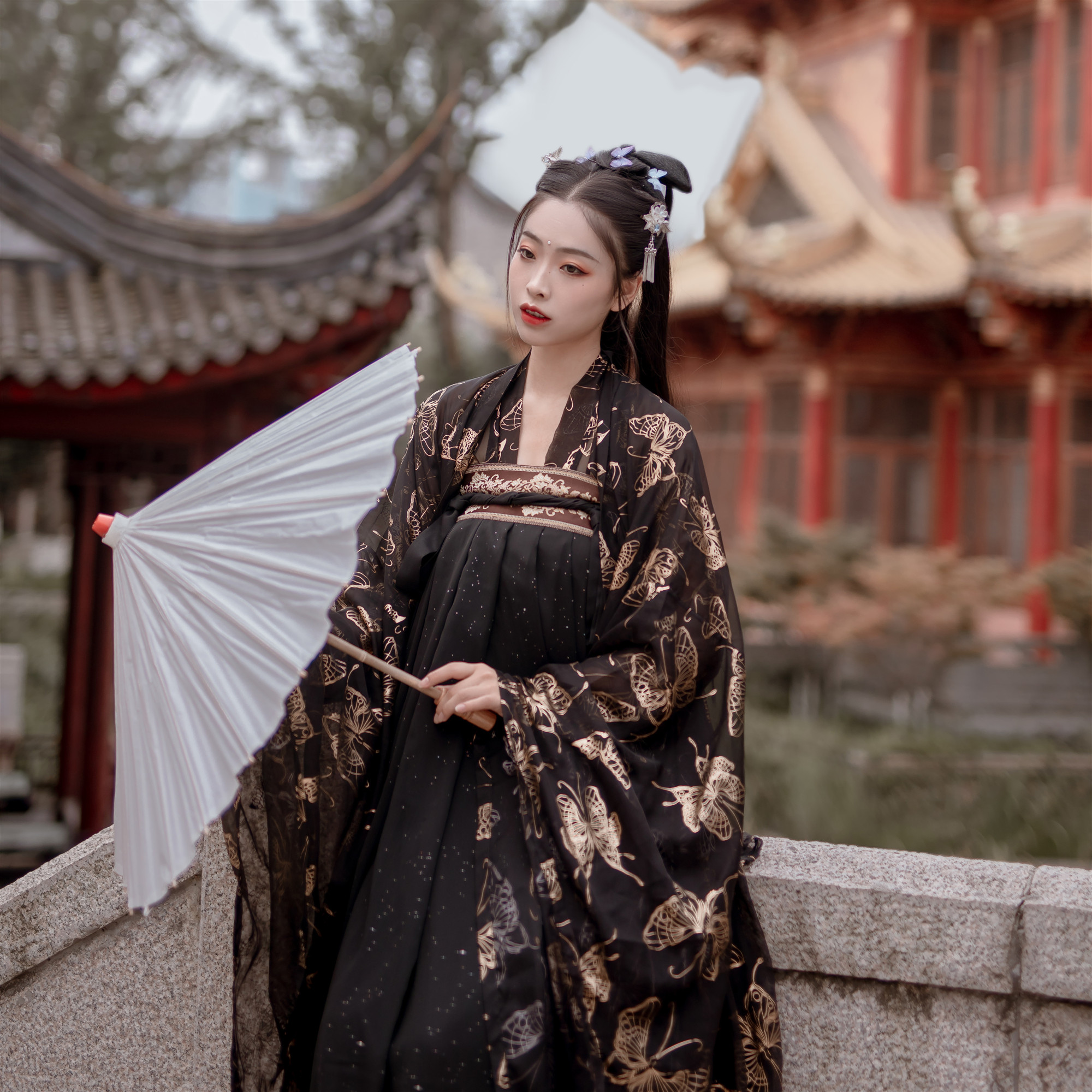 叶凌月大摆袖衫金大烫金襦裙对襟齐胸6米汉服女民族服装