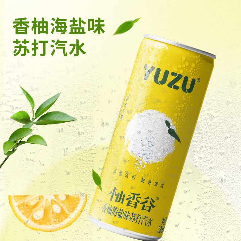 柚香谷海盐味汽水饮料气泡水330ml*2罐_热品库_性价比 省钱购