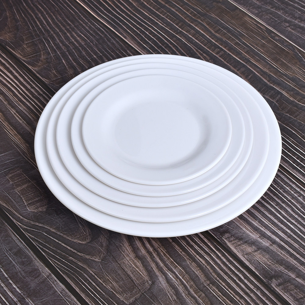 密胺a5餐具纯白色仿瓷塑料圆盘平盘凉菜盘子盘