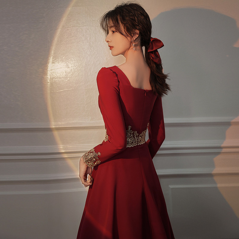 红色敬酒新娘2021新款订婚订婚礼礼服平时可穿礼服