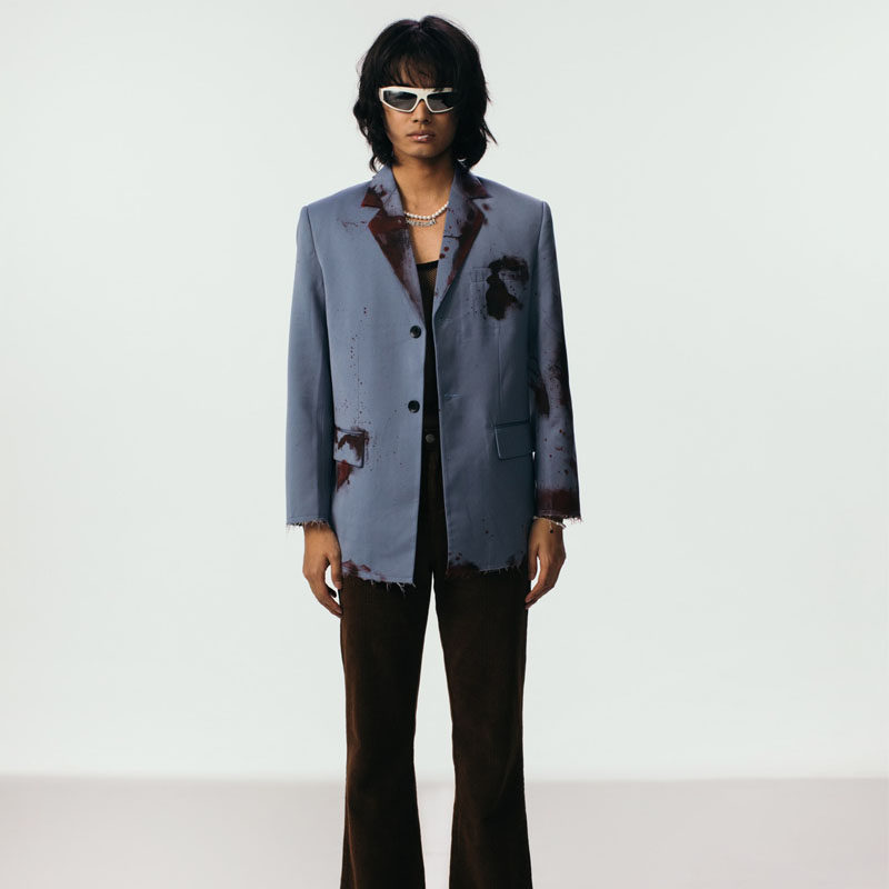 annandelman2021春季新品雾霾血迹长袖宽松通勤西装