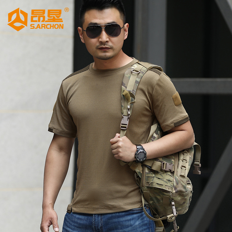 单向导湿速干短袖圆领战术t恤男户外t恤衫军迷夏季作训体能训练服