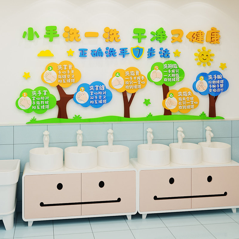 幼儿园环创防疫主题墙贴洗手贴画早教中心环境墙贴