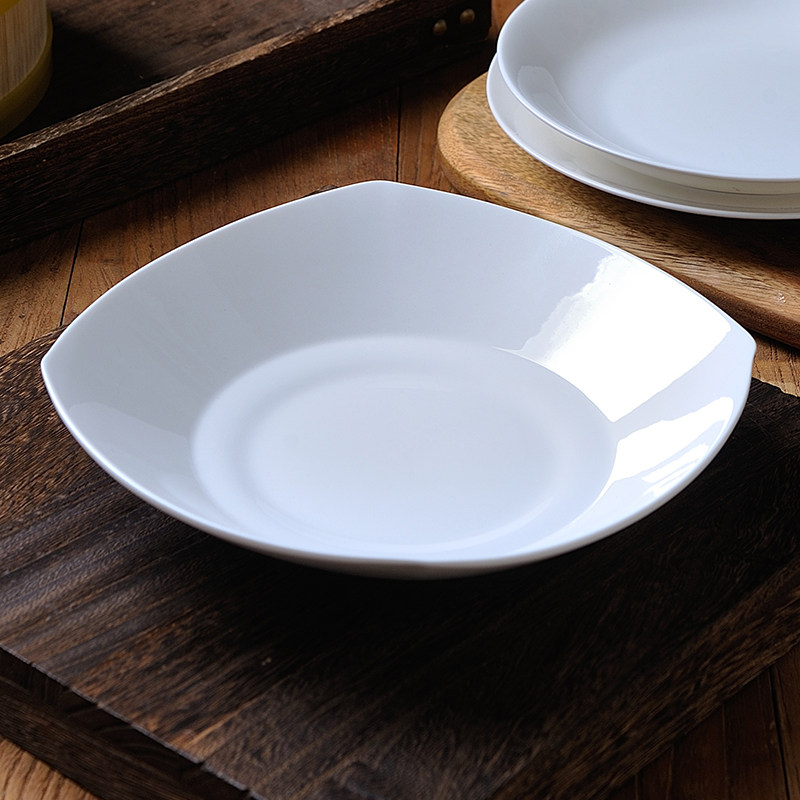 盘子纯白色家用圆形陶瓷白瓷菜盘深盘8寸7英寸盘