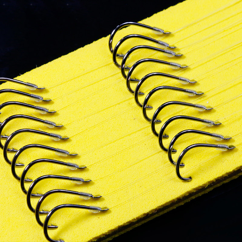 双槽伊势尼鱼钩子线双钩血槽线槽成品套装进口散装有倒刺防缠绕钩