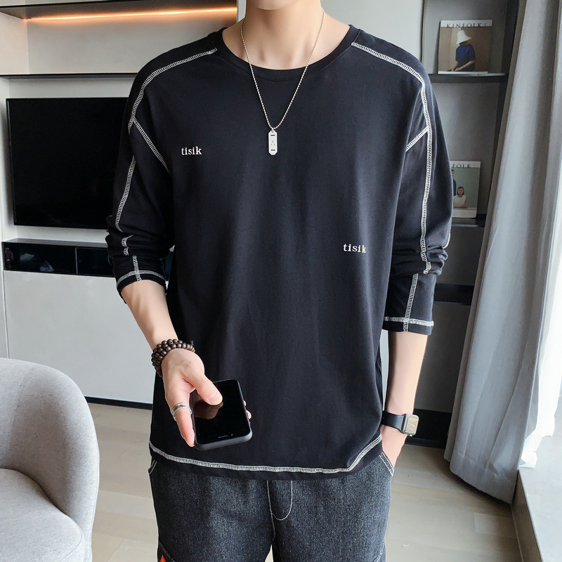 男士t恤长袖纯棉夏季薄款秋衣上衣ins宽松体恤打底衫潮牌运动卫衣