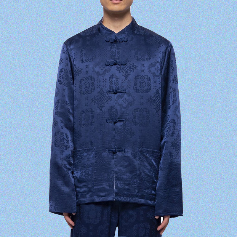 唐装盘长袖装盘丝绸ups限定香港silkblueclot衬衫