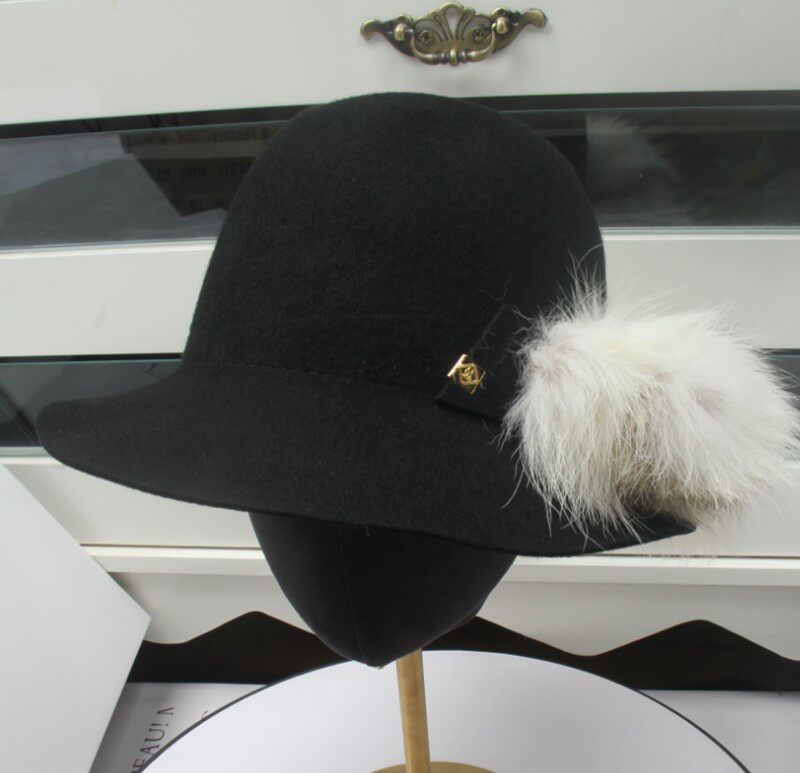 日本ca4l真毛狐狸狐狸皮皮草盆帽渔夫小檐礼帽帽子