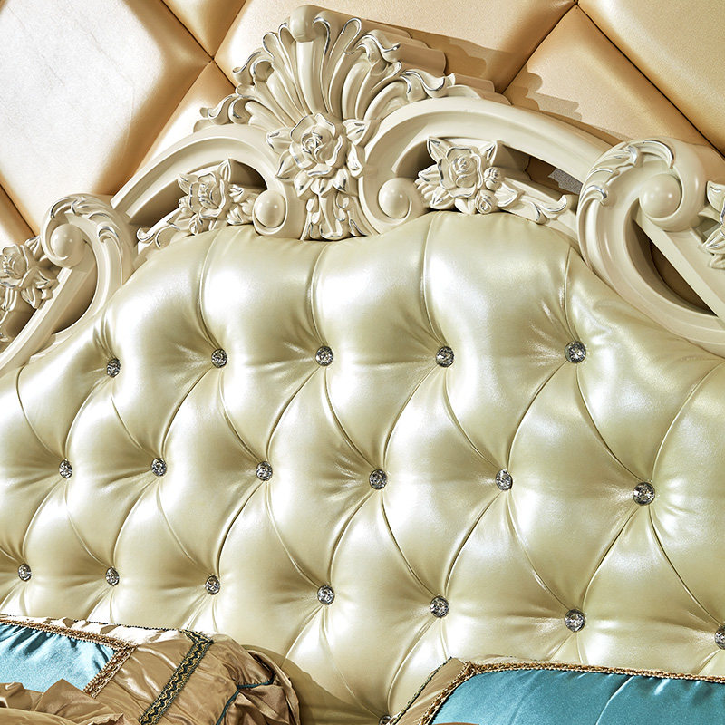 欧式皮床1.8米双人床法式别墅主卧室真皮家具高档1.5m雕花公主